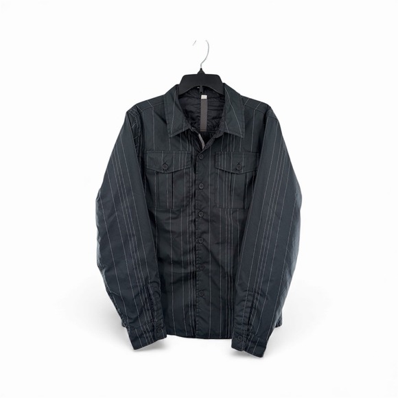 lululemon athletica Other - Vtg Lululemon Black Gray Striped 180 Reversible Quilted Shirt Jacket Mens M 2012